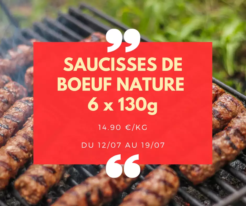 Saucisses de bœuf Nature - 6 x 130g