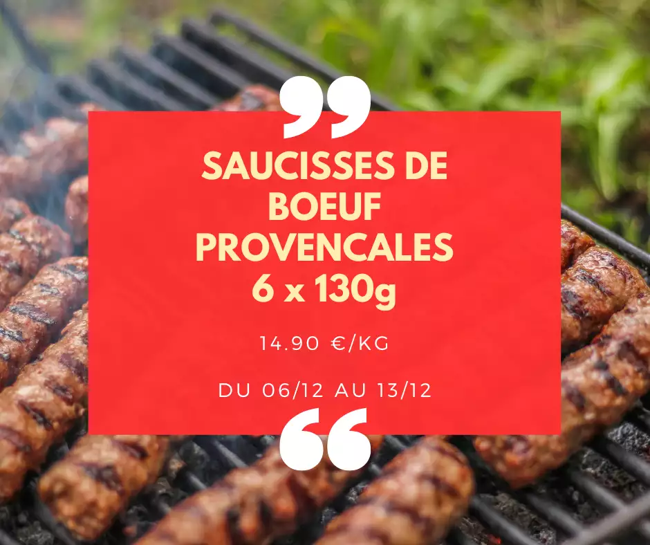 Saucisses de bœuf à la provençale - 6 x 130g