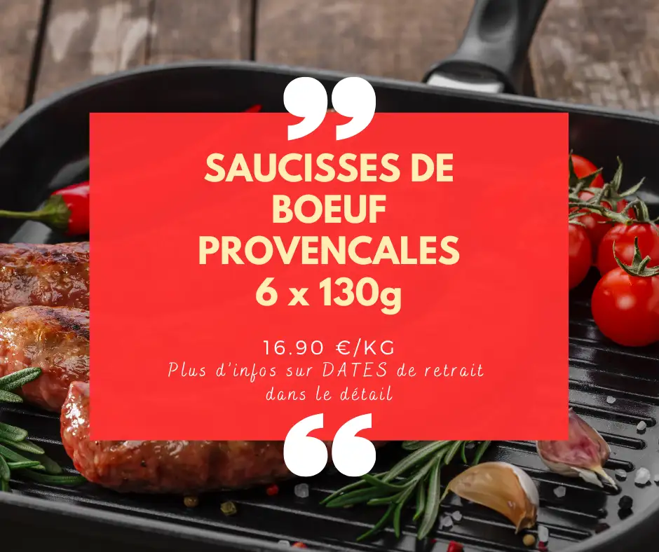 Saucisses de bœuf à la provençale - 6 x 130g