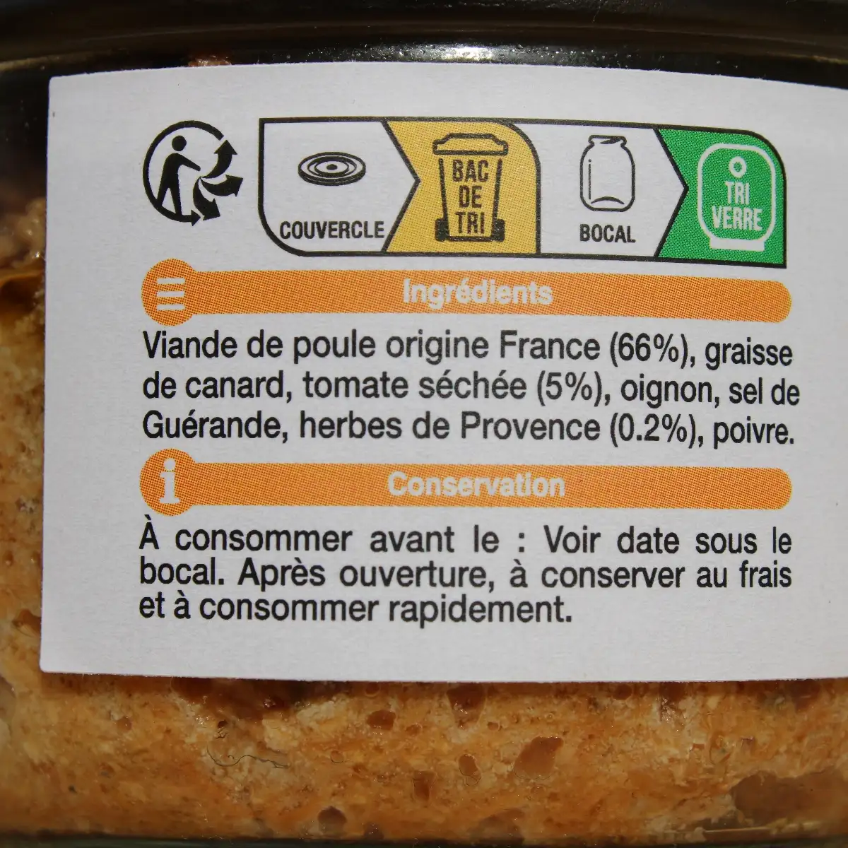 Rillettes de poule - Tomate Séchée - 180g